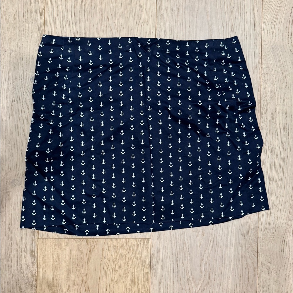 J Crew Navy Blue Skirt with Anchor Print Size 10